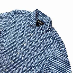 Bonobos Men’s Small Athletic Fit Blue Geometric Print Short Sleeve Button Up